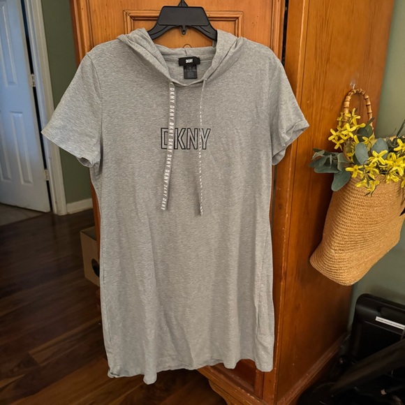 DKNY Heather Gray Hoodie Dress - Picture 1 of 9